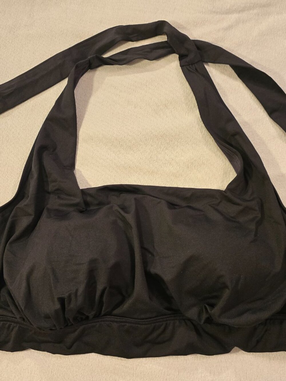 Lands End Black Halter Bikini Top 1X 16W 18W Plus Size Swim Molded Cups